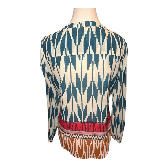 Maeve Anthropologie Ikat Rohana Aztec Popover Blouse Sz 2 Aztec Boho Relaxed Fit - Picture 2 of 10